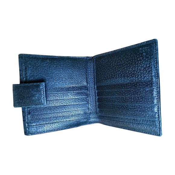 Gucci Wallet Womens Black Designer Bifold GG Monogram Snap Closure Classic Chic - Picture 6 of 7